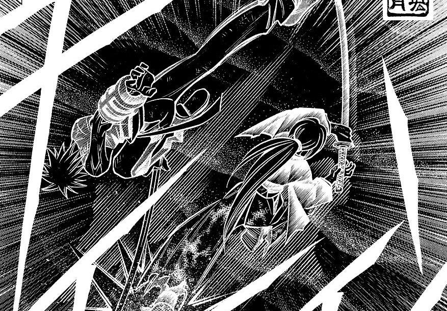 剣心が縁に龍鳴閃を放つ原作場面