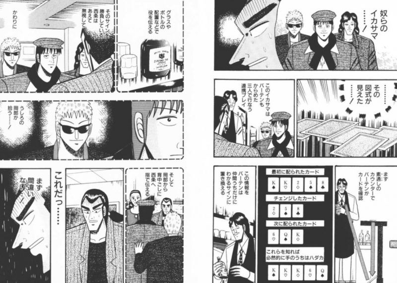 バーテン、岡部、西条へとカードの情報が伝わる仕組みを見抜く森田